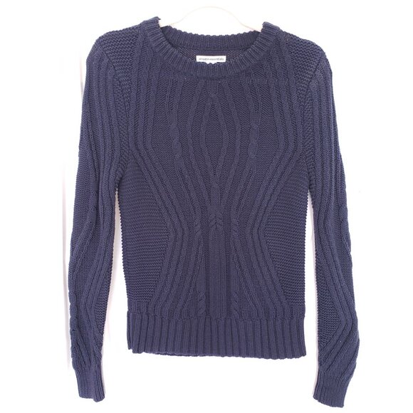 Amazon Essentials Blue Cable Knit Crew Neck Pattern LONG Sleeve Sweater Size XS - Picture 1 of 13
